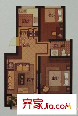 茵悅嘉園戶型圖6#3單元b1戶型 2室2廳1衛(wèi)