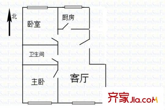 文華苑小區(qū) 2室 戶型圖