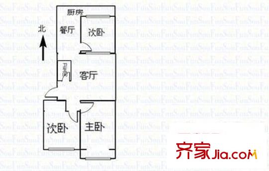 文華苑小區(qū) 2室 戶型圖