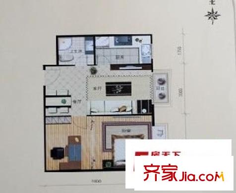 浦東雅典 1室 戶型圖