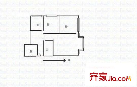 開元北小區(qū) 3室 戶型圖