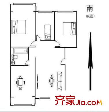 開元北小區(qū) 3室 戶型圖