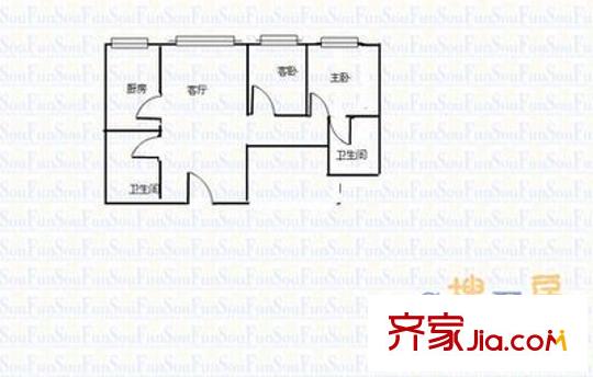 開元北小區(qū) 3室 戶型圖