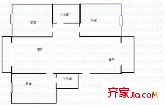 濱汾苑 3室 戶型圖