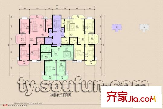 和泰花園戶型圖2#樓單元 3室