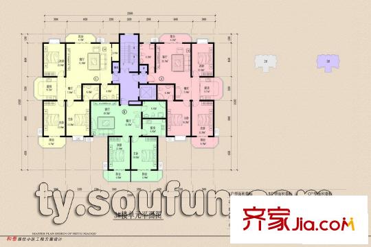 和泰花園戶型圖3#單元 4室2廳