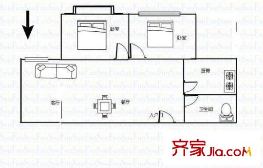 和泰花園 2室 戶型圖