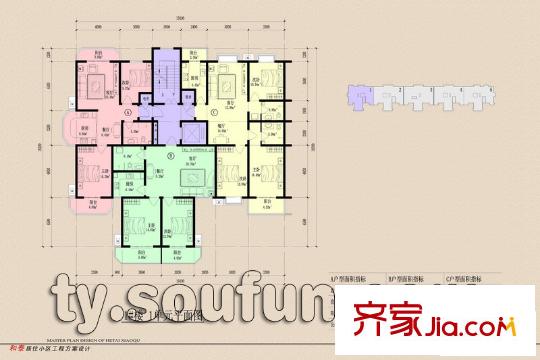 和泰花園戶型圖1#樓1單元 3室