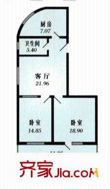 橋東小區(qū)戶型圖2室1廳