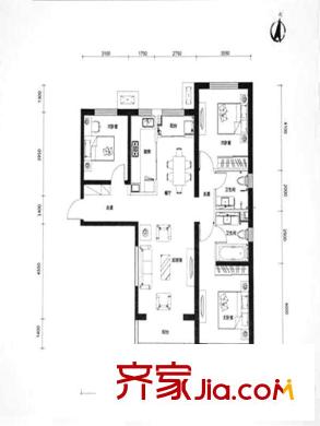 寶佳萬科紫臺(tái)戶型圖136平方米戶型 3室2廳2衛(wèi)