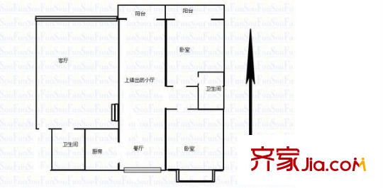濱河花苑 3室 戶型圖
