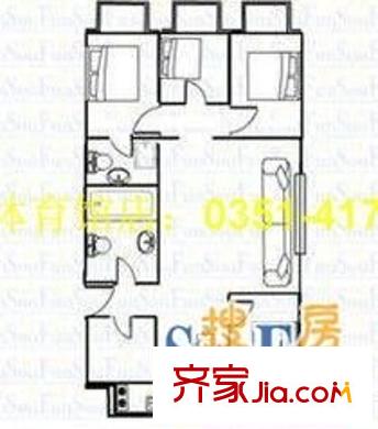 濱河花苑 4室 戶型圖