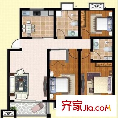 伯金漢花園7#C3戶型 3室2廳2衛(wèi)1廚