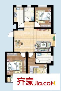 香溪玫瑰園1#F戶型113.74平方米 3室1廳2衛(wèi)1廚