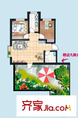 香溪玫瑰園1#C1戶型74.73平方米 2室1廳1衛(wèi)1廚