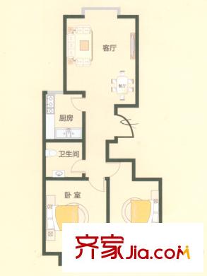 中和居1#2#A戶型 2室2廳1衛(wèi)1廚