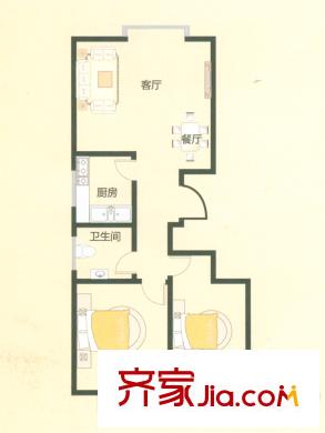中和居2#B戶型 2室2廳1衛(wèi)1廚