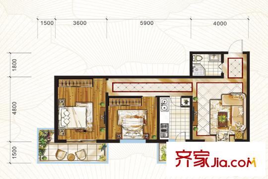太原文興苑5#6戶型 2室1廳1衛(wèi)