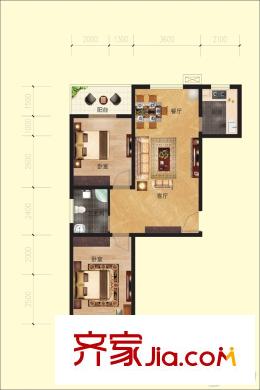 信園A戶型 2室2廳1衛(wèi)1廚