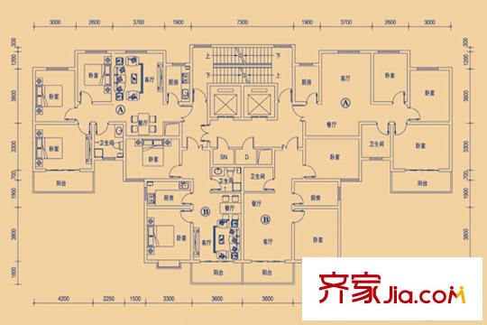 小米國(guó)際b3戶(hù)型 3室2廳1衛(wèi)1廚