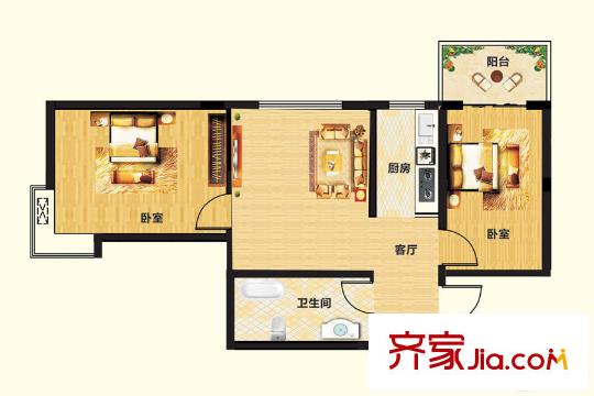 陽光里二期戶型3 2室1廳1衛(wèi)1廚