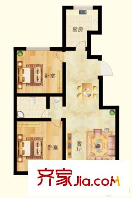 陽光里8#K戶型 2室2廳1衛(wèi)1廚