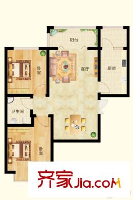 陽光里6#F戶型 2室2廳1衛(wèi)1廚
