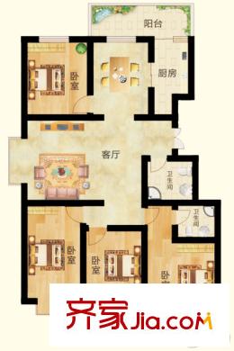 陽光里7#M戶型 4室2廳2衛(wèi)1廚