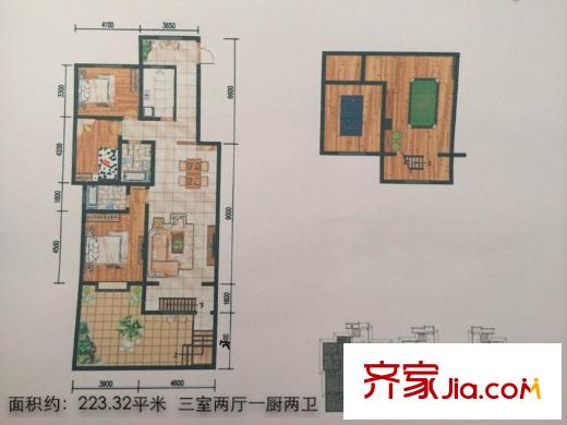 酈苑國際F戶型 3室2廳2衛(wèi)1廚