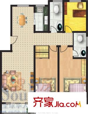 龍福家園戶型圖標準層戶型圖 3室2廳2衛(wèi)