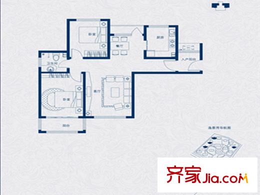 平方米海逸景灣北區(qū)高層21、25、26、29#雙邊戶戶型 2室2廳1衛(wèi)1廚
