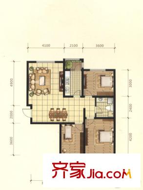 天泰?玉澤園C戶(hù)型 3室2廳1衛(wèi)1廚