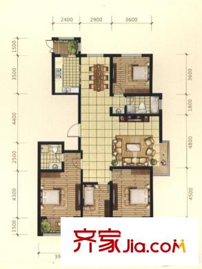 天泰?玉澤園F戶型 4室2廳2衛(wèi)1廚
