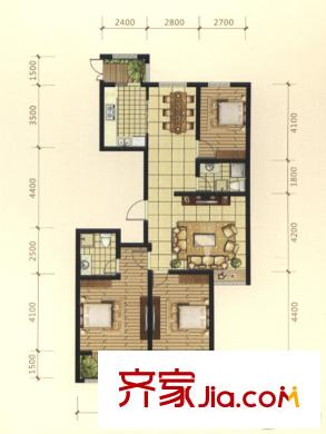 天泰?玉澤園E戶型 3室2廳2衛(wèi)1廚
