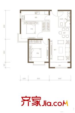 香悅瀾溪三期K戶型 2室2廳1衛(wèi)1廚