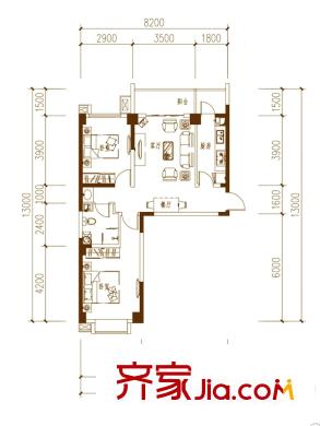 海唐南寒圣都3號(hào)樓C戶型 2室2廳1衛(wèi)1廚