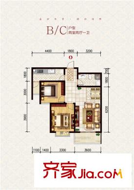 龍堡?綠洲B/C戶型 2室2廳1衛(wèi)1廚