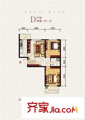 龍堡?綠洲D戶型 2室1廳1衛(wèi)1廚
