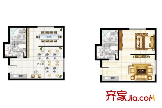親海國際A戶型 1室1廳1衛(wèi)1廚