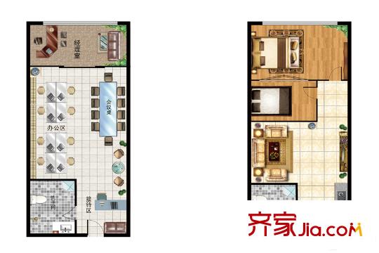 親海國際E戶型 2室1廳1衛(wèi)1廚
