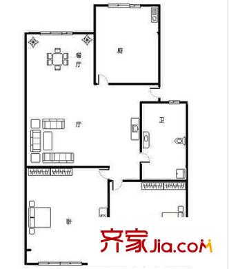 大埠東小區(qū) 2室 戶型圖