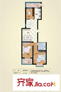 并州南路小區(qū)7號樓D戶型 3室2廳1衛(wèi)1廚
