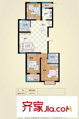 并州南路小區(qū)7號樓E戶型 3室2廳2衛(wèi)1廚