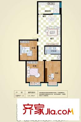 并州南路小區(qū)7號樓F戶型 3室2廳1衛(wèi)1廚