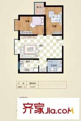 并州南路小區(qū)7號樓H戶型 3室2廳1衛(wèi)1廚
