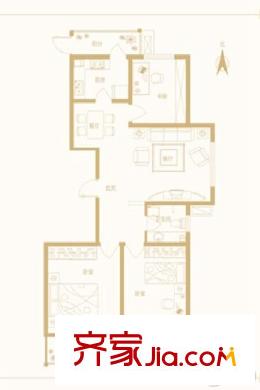 博名?繁華里F戶型 3室2廳1衛(wèi)1廚