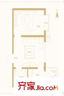 博名?繁華里A戶型 1室1廳1衛(wèi)1廚