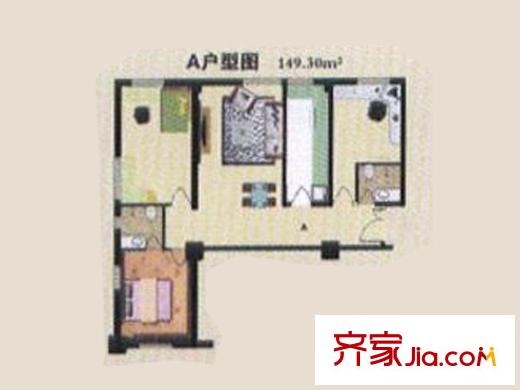 萬泉大廈A戶型圖 3室1廳1衛(wèi)1廚