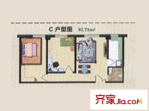 萬泉大廈C戶型圖 2室1廳1衛(wèi)1廚