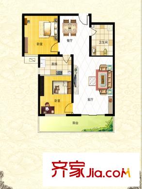 金基泰和苑Ｊ戶型 2室2廳1衛(wèi)1廚